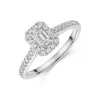 Platinum 0.33ct Emerald Cut Diamond Solitaire Ring with Diamond Halo and Shoulders