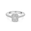 Platinum Emerald Cut 0.50ct Diamond Halo Ring with Diamond Shoulders
