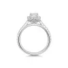 Platinum 0.75ct Emerald Cut Diamond Halo Ring with Shoulders