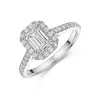 Platinum 0.75ct Emerald Cut Diamond Halo Ring with Shoulders