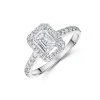 Platinum Emerald and Brilliant Cut 1.50ct Diamond Halo Ring