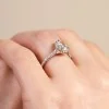 Platinum Certified 1.00ct Pear Halo Diamond Solitaire Ring