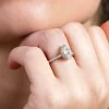Platinum Certified 1.00ct Pear Halo Diamond Solitaire Ring