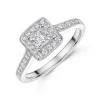 18ct White Gold Princess Cut 0.50ct Diamond Halo Solitaire Ring