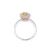 18ct Gold Cushion Cut Diamond 4 claw and Round Brilliant Diamond Cluster Ring 1.14ct. Clarity VVS2
