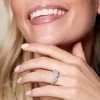 18ct White Gold Brilliant Cut 1.70ct Diamond Halo 3 Stone Ring