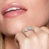 18ct White Gold Brilliant Cut 1.70ct Diamond Halo 3 Stone Ring