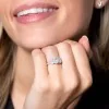 Platinum Brilliant Oval Cut 1.37ct Halo Diamond Three Stone Ring