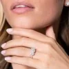 Platinum Brilliant Oval Cut 1.37ct Halo Diamond Three Stone Ring