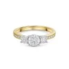 9ct Yellow Gold 0.30ct Diamond Illusion 3 Stone Ring with Diamond Shoulders