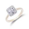 18ct Yellow Gold Baguette and Brilliant Cut 0.45ct Diamond Cluster Ring