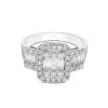 18ct White Gold Baguette and Brilliant Cut 1.00ct Diamond Cluster Ring