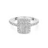 18ct White Gold Baguette & Round Brilliant Cut 0.80ct Diamond Cluster Ring