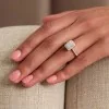 18ct White Gold Baguette & Round Brilliant Cut 0.80ct Diamond Cluster Ring
