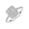 18ct White Gold Baguette & Round Brilliant Cut 0.80ct Diamond Cluster Ring