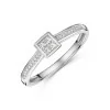 Platinum 0.19ct Rub Over Tile Cut Diamond Shoulder Ring