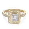 9ct Yellow Gold Round Brilliant And Baguette Cut 0.60ct Diamond Cluster Ring