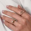 9ct Yellow Gold Brilliant Cut Diamond 0.08ct Interlocking Circle Ring
