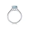 18ct White Gold Emerald Cut 2.00ct Aquamarine Ring with Diamond Shoulders
