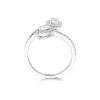 18ct White Gold Pear Emerald & Brilliant Cut 0.65ct Diamond Crossover Ring