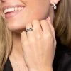 18ct White Gold Round Brilliant 0.13ct Diamond Geometric Fancy Band Ring