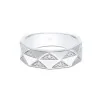 18ct White Gold Round Brilliant 0.13ct Diamond Geometric Fancy Band Ring 
