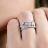 9ct White Gold Round Brilliant Cut 0.29ct Diamond Fancy Band