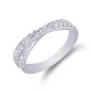 9ct White Gold Round Brilliant Cut 0.50ct Diamond Cross Over Fancy Band