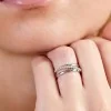 9ct White Gold Brilliant Cut 0.25ct Diamond Cross Over Fancy Band
