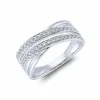 9ct White Gold Brilliant Cut 0.25ct Diamond Cross Over Fancy Band