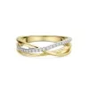 9ct 2 Colour 0.15ct Round Brilliant Diamond Crossover Fancy Band