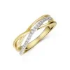 9ct 2 Colour 0.15ct Round Brilliant Diamond Crossover Fancy Band