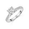 Platinum Round Brilliant 1.00ct Diamond Solitaire Ring with Claw Set Diamond Shoulders