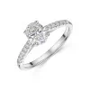 Platinum Oval Cut 1.00ct Solitaire Ring With 0.20ct Claw Set Diamond Shoulders