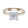 Pre-Owned 18ct Yellow Gold Princess Cut 0.75ct Diamond Tile Cut Cluster Ring - Size M