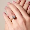 Pre-Owned 18ct Yellow Gold Princess Cut 0.75ct Diamond Tile Cut Cluster Ring - Size M