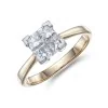 Pre-Owned 18ct Yellow Gold Princess Cut 0.75ct Diamond Tile Cut Cluster Ring - Size M