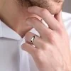 Gents 9ct White Gold 5mm Bevelled Edge Flat Court Wedding Ring