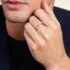 9ct White Gold Matte and Polished Flat Court 5mm Wedding Band