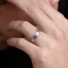 9ct White Gold 6mm Gents Lined Wedding Ring