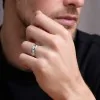 9ct White Gold 6mm Gents Lined Wedding Ring