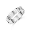 9ct White Gold 5mm Grain Centre Mens Wedding Ring