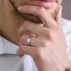 9ct White Gold 5mm Grain Centre Mens Wedding Ring