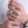 9ct White Gold 6mm Gents Angled Wedding Ring