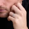 9ct White Gold 6mm Diamond Cut Gents Wedding Ring