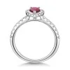 18ct White Gold Pear Cut 0.38ct Ruby and 0.37ct Diamond Halo Ring