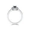 18ct White Gold Emerald Cut Sapphire 1.12ct Diamond Double Halo Ring