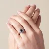 18ct White Gold 0.75ct Pear Cut Sapphire and 0.21ct Double Halo and Diamond Shoulders Ring