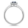 18ct White Gold Pear Cut 0.39ct Sapphire and 0.40ct Diamond Halo Ring