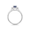18ct White Gold Oval Cut 0.40ct Sapphire Diamond Halo Ring with Diamond Shoulders